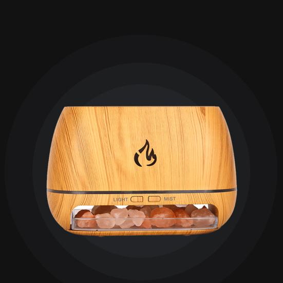 Настольный увлажнитель воздуха, диффузор эфирного масла с цветным светом RGB, реалистичный эффект пламени, диффузор аромата 3-в-1, лампа из соляного камня