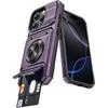 SAMONPOW чехол-кошелек для iPhone 16 Pro с держателем для карт и магнитным кольцом-подставкой 360°, прочный, двухслойный, ударопрочный, со скрытым слотом для карт