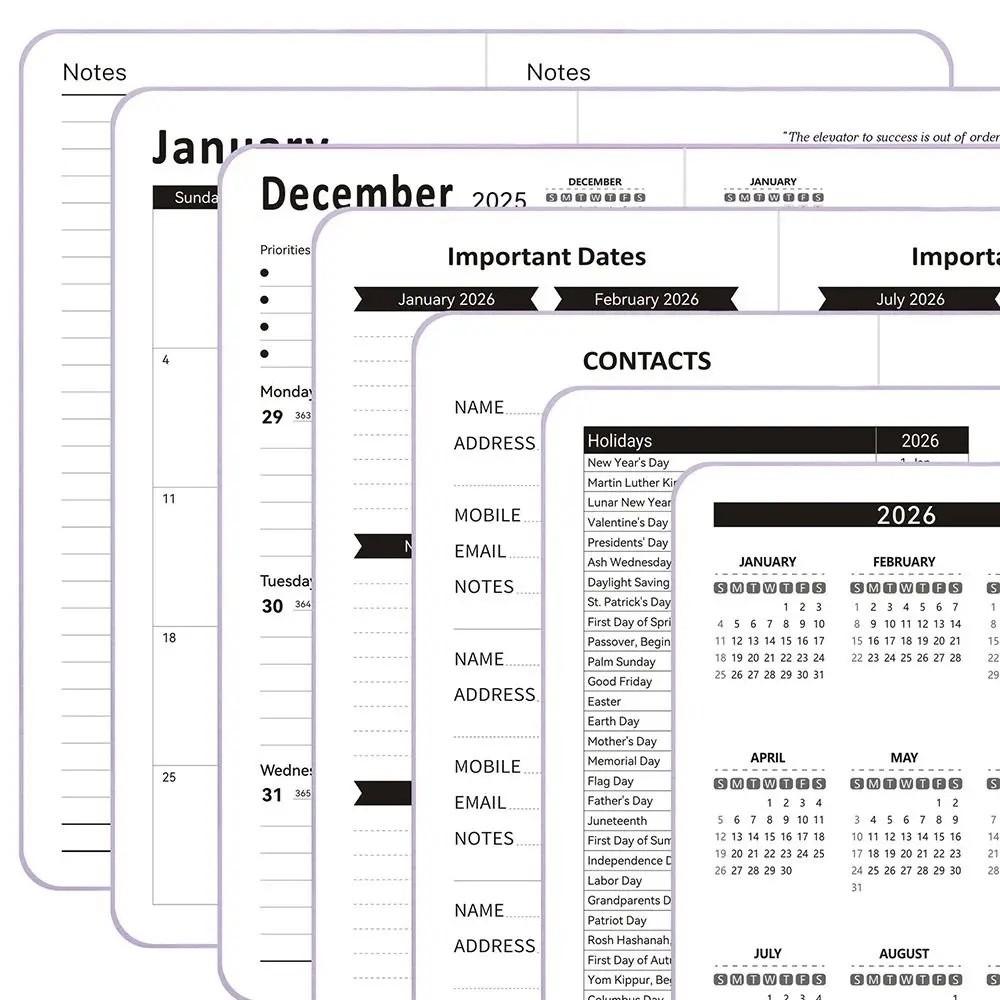 Hardcover Weekly Monthly Planner Portable Schedule Writing Diary 2026 Weekly Plan Notebook  Daily