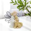 Статуэтка ангела и собаки, расписанная вручную из смолы, украшение для домашнего офиса, настольная мини-статуэтка ангела, девочки и собаки, подарок для любителей собак