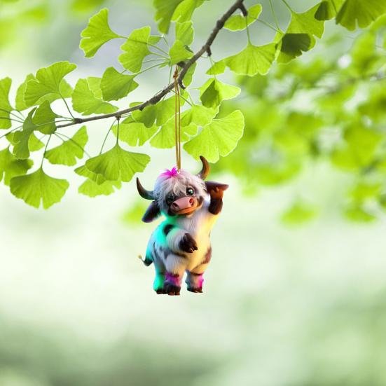 Christmas Cow Pendant Ornament Christmas Durable Acrylic Adorable Cow for Tree Decoration Party Favor