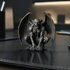 Коллекционные предметы для поклонников фэнтези Фигурка горгульи, Средневековая статуэтка с темными крыльями, Полимерная готическая фигурка, Демон с рогами, Украшение для офисной книжной полки, стола
