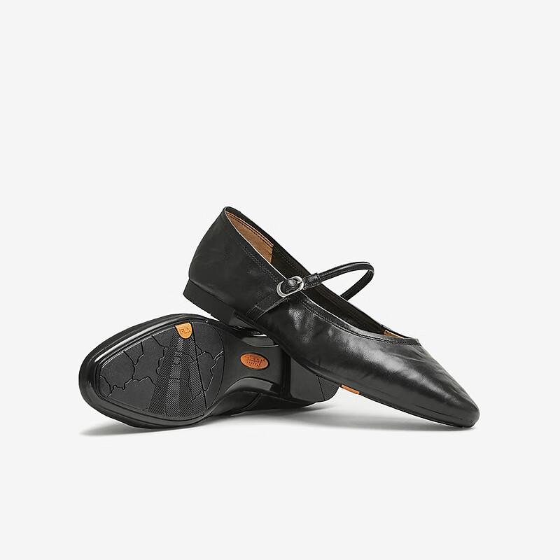 Bata Leather Mary Jane Flats for Women Soft-Soled Shallow Shoes