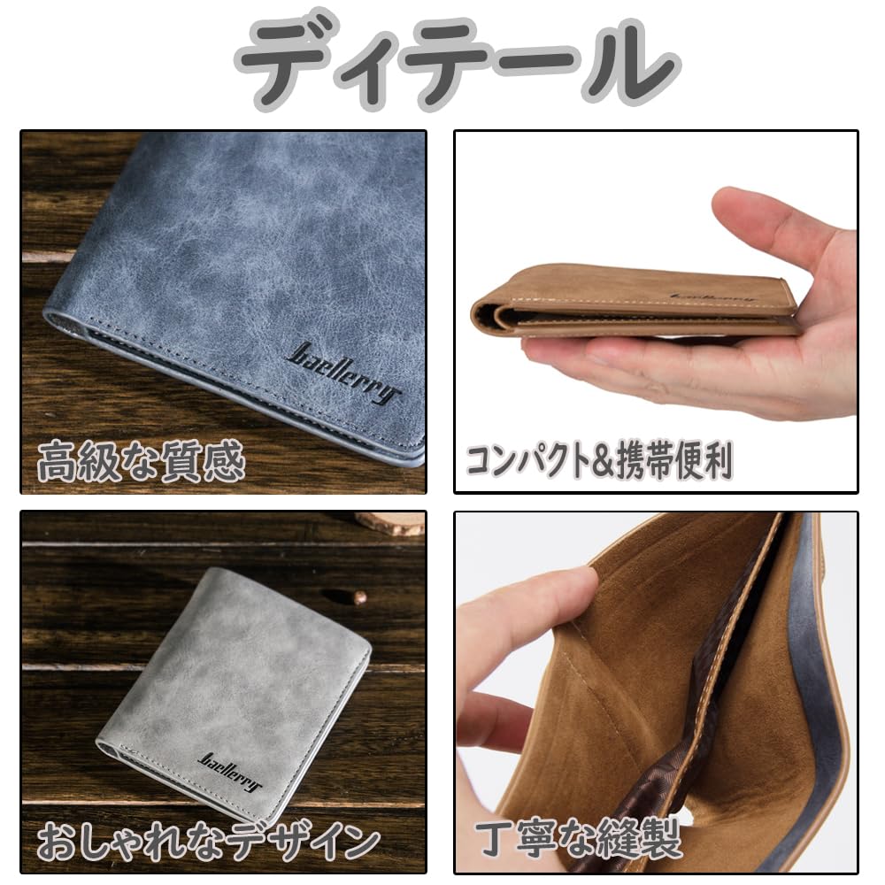 Luxury Compact Wallet Thick Thin Stylish Large Capacity Leather Card Case Coin Purse Business Gift Comes with Exclusive Case [YaPanda] Men's 1.2cm