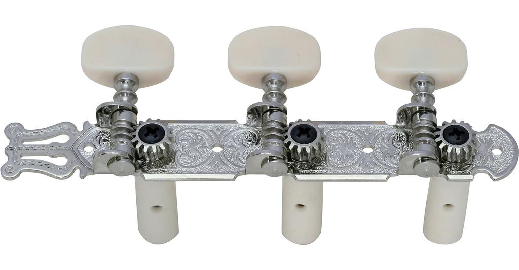 Kikutani Колки для гитары для струн из жил Тройные 1 комплект Никелированные колки, 35 мм, Струны, Рядные, (Лево право), Отделка, GM-35G