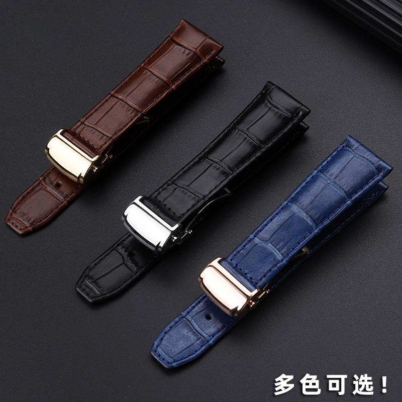Classic Genuine Leather Watchband For MAURICE LACROIX Watches Strap Black Brown Blue 20mm 22mm Men with Folding Buckle Bracelet