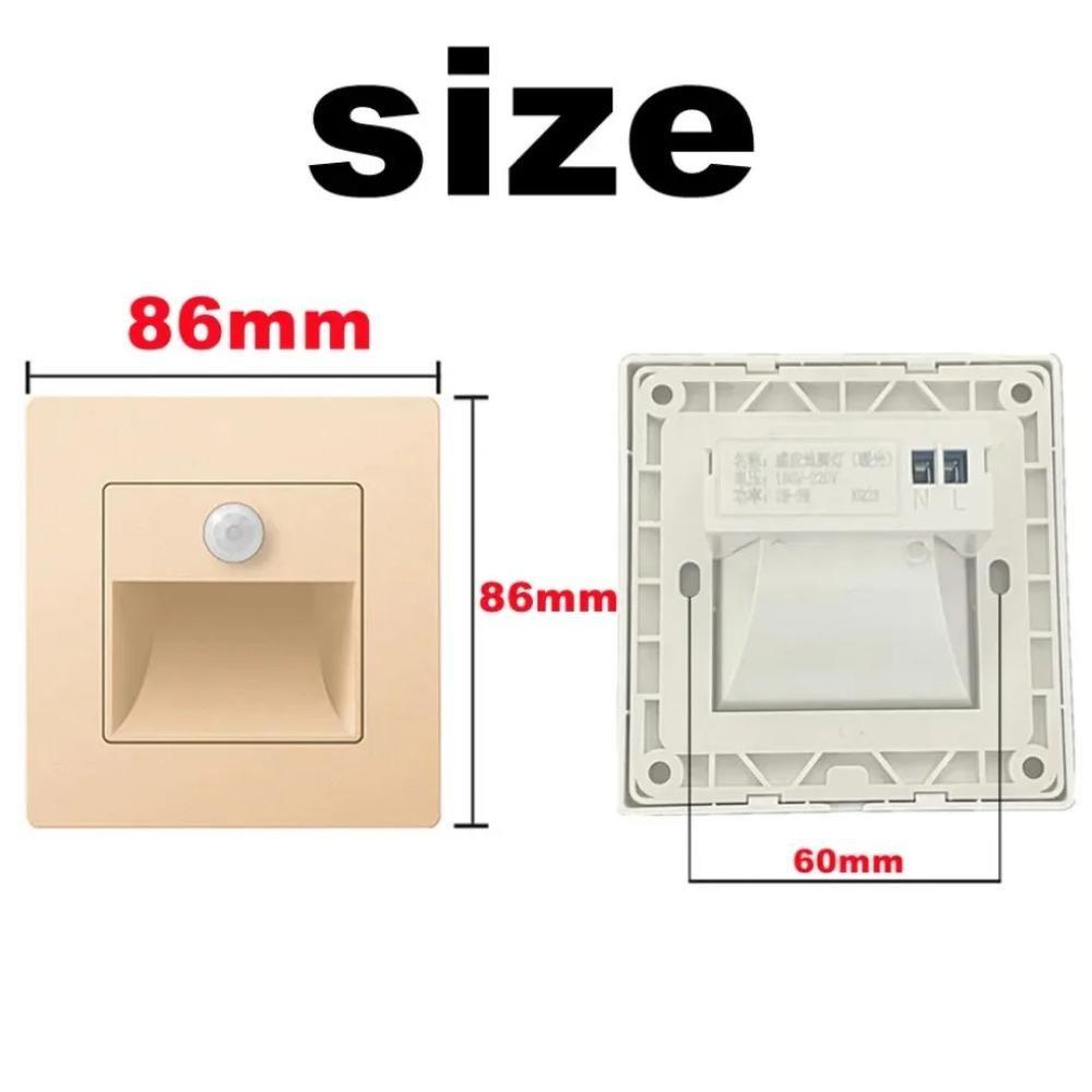 Светодиодный ночник с датчиком, интеллектуальный настенный светильник, встраиваемый контроль + PIR-светильник для лестницы, стремянки, спальни