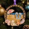 Beach Theme Holiday Decorations Christmas Ornaments Vacation Themed Tree Hanging Decoration Acrylic Lightweight Metal Pendants Slipper Shell