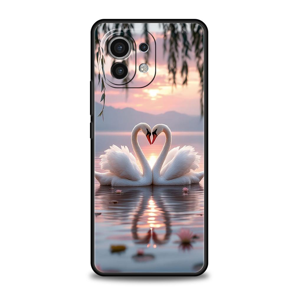 Чехол для телефона для Xiaomi Mi 17 Pro Max 15 14 13 12 11 Ultra 15T 14T 13T 12T 11T Pro Lite Мягкий ТПУ Элегантный Дизайн Белого Лебедя