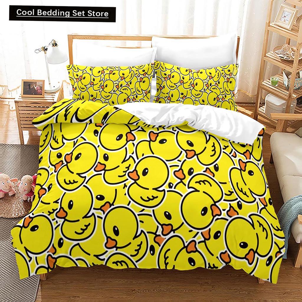 Yellow Duck Bedding Set Single Twin Full Queen King Size Little Duck Bed Set Aldult Kid Bedroom Duvetcover Sets 3D Print 015