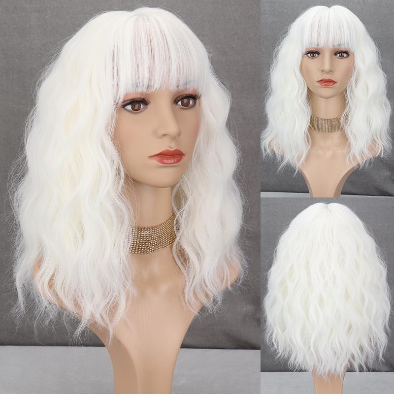 MISSQUEEN Женский модный оранжевый парик длиной до плеч с челкой из синтетического волокна для косплея, повседневная одежда, короткий волнистый парик Боб