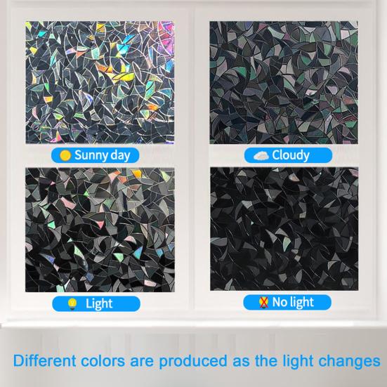 3D черная радужная затемняющая пленка для окон, защита конфиденциальности, солнцезащитная пленка для окон, многоразовая штора для домашнего офиса, ванной комнаты, стеклянное покрытие, цепляться