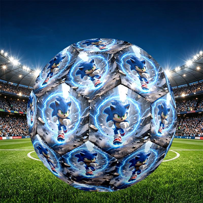 Sonic Print Size 5 Soccer Ball, PU Wear Resistant Football for Match Training and Daily Practice, Birthday Gift for Soccer Fans