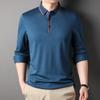 Men's Long Sleeve T-shirt with Mulberry Silk Cashmere Lapel Top Middle-aged and Elderly Spring New Business Leisure Dad Clothes