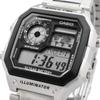 Casio Мужские цифровые часы с мировым временем AE-1200WHD-1AV, серебристый металлический браслет, международная модель, параллельный импорт