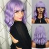 Женский модный светло-фиолетовый волнистый парик с челкой из синтетического волокна длиной до плеч, натуральный волнистый косплей, повседневная одежда, короткий парик