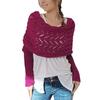Knitted Cable Wrap with Sleeves Solid Color Hollow Twist Crochet Pattern Women Shawl Scarf