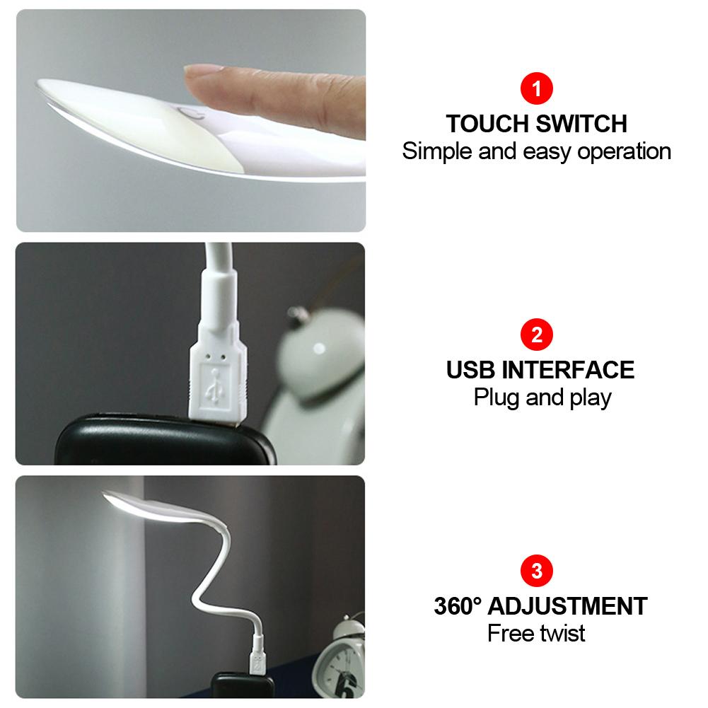 Мини Портативный Ноутбук USB LED Ночник ПК Ноутбуки Настольная Лампа Сенсорный Выключатель Портативный Гибкий Регулируемый Защита Глаз
