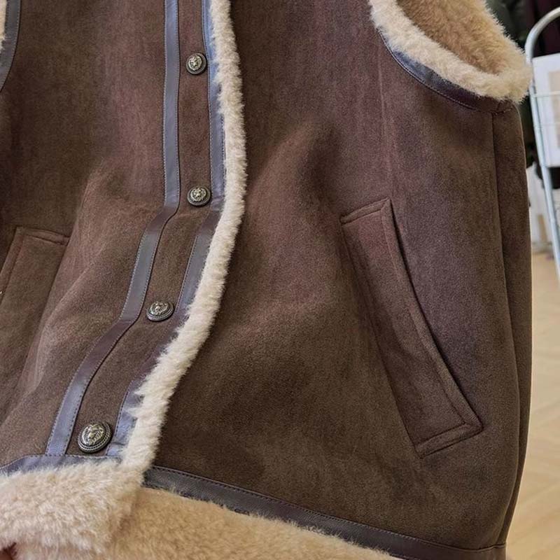 Жилет для женщин Хлопковый Осенний Зимний Без рукавов Топы Жилет на флисовой подкладке Оверсайз Утепленный Жилет