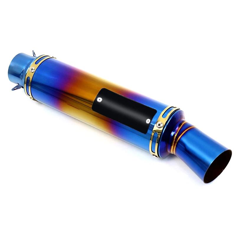 Motorcycle Modified Muffler Blue Exhaust Pipe for Y15ZR Yamaha Kawasaki 51mm Universal Large Displacement Exhaust Pipe Escape