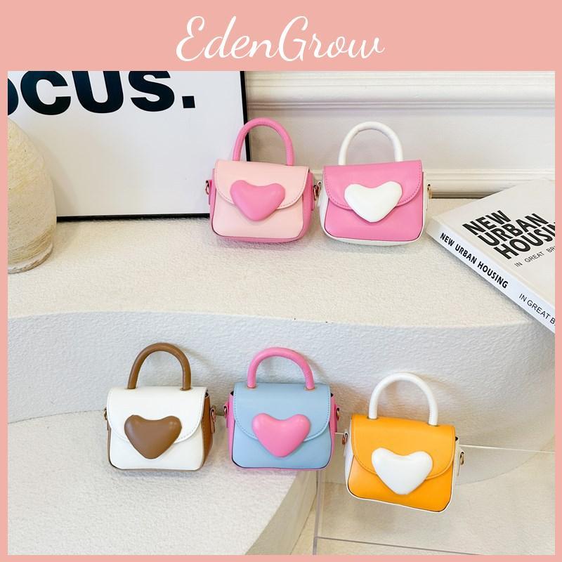 Cartoon Soft Heart Contrast Colors Shoulder Purse Adorable Girls Crossbody Bag