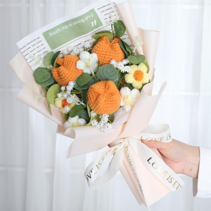 Искусственный Цветок Тюльпан Вязаные Крючком Цветы Букеты Креативные Ручной Работы Букеты Подарки на Выпускной Рождество День Святого Валентина День Матери