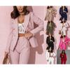 2025 Women's Double-Breasted Office Suit Set, Professional Blazer with Comfortable Trousers, Business Casual Two-Piece for Commute & Workwear