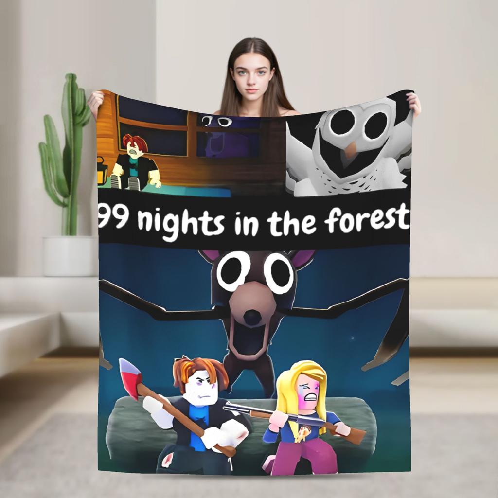 Horror Games 99 Nights in the Forest Blanket Plush Funny Warm Throw Blankets for Chair Covering Sofa Summer