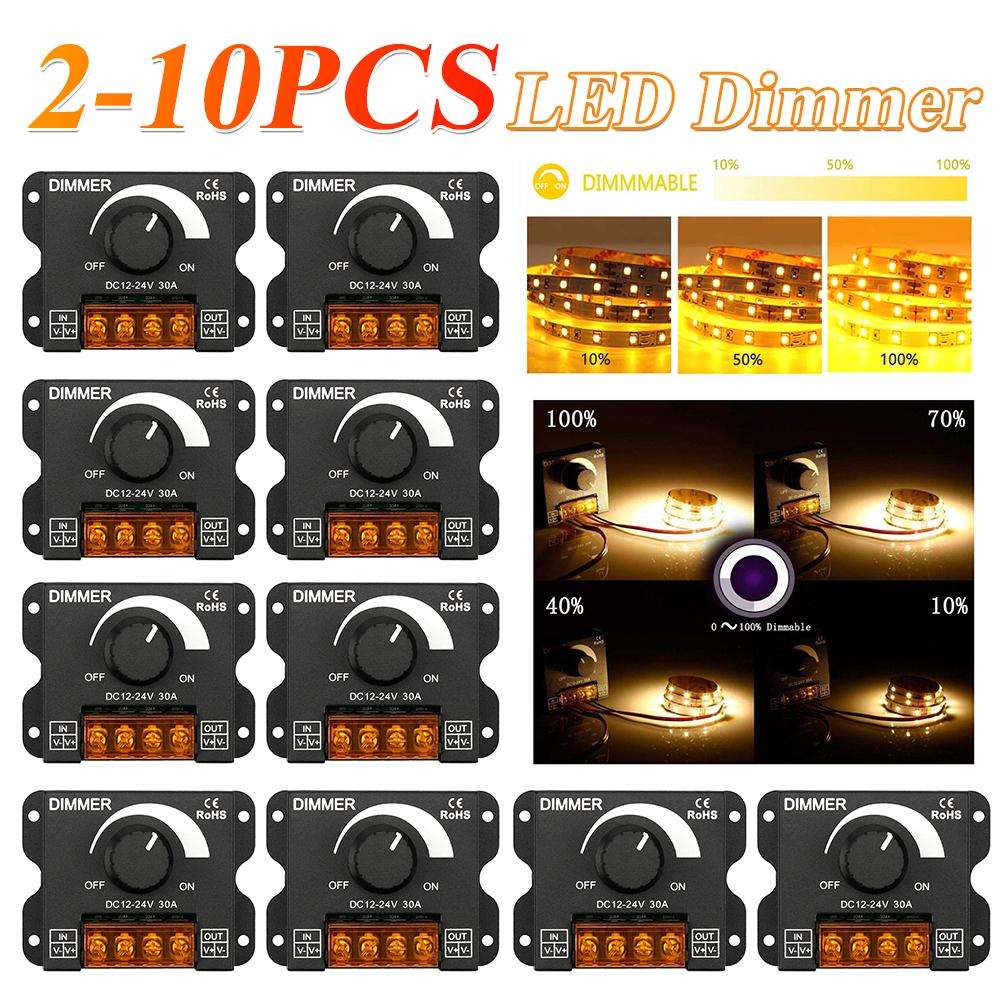 2-10 шт. DC 12V-24V Светодиодный диммер 30A Светодиодный монохромный контроллер Цифровое ШИМ-диммирование без ступеней для лампы, ленты, одноцветной лампы