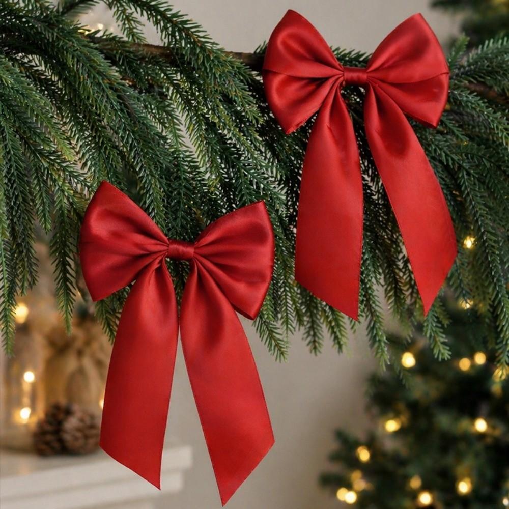 10Pcs Red Christmas Tree Bows Pendant 20 Cm Christmas Tree Decoration Charms for Party