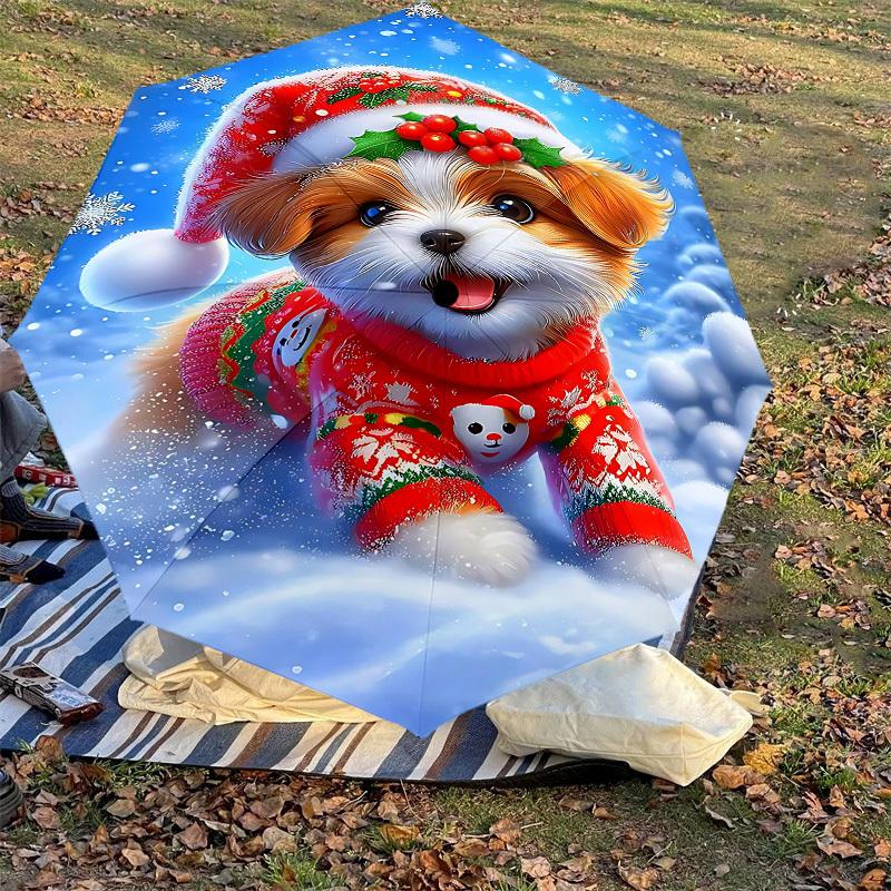 1PC Christmas, puppy Automatic Open/Close Umbrella with Windproof, 8-Rib Sturdy Canopy, Durable Ribs, Fashionable Design1242A