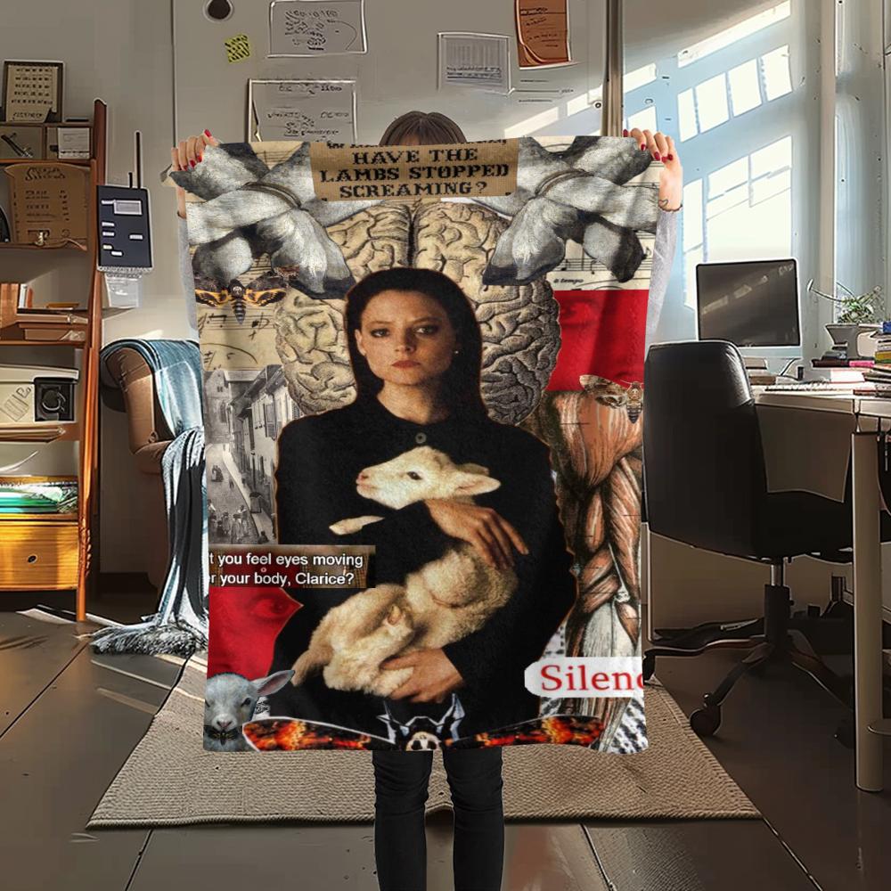 1PC Silence of the Lambs Print Flannel Blanket, High quality Comfortable for All Seasons, Home Decor, Warmth and Comfort, Perfect for Christmas Gifts
