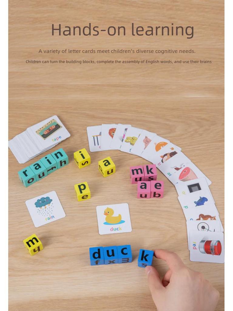 Children's Interactive Word Spelling Puzzle Cube Game - Early Education English Learning Toy