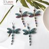 Creative Dragonfly Dangle Earring Retro Exaggerated Color Zircon Earring for Women Drop Earings Fashion Jewelry