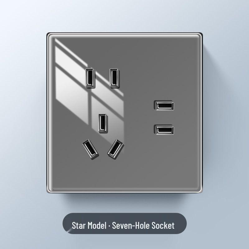 Серия Звезда Глянцевый 86 Тип Двойной Выключатель Розетка Комплект