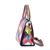 Retro Genuine Leather Bag for Women  Large Capacity Messenger Bag  Colorful Checkered Stitching  Fashion
