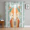 Cartoon Fox White Birch Window Curtains Living Room Tulle Curtains Kitchen Decor Kids Room Curtain Window Treatment