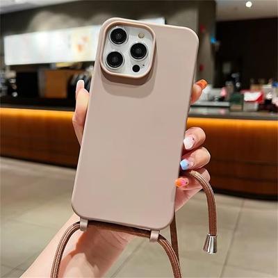 Чехол для телефона из матового силикона с ремешком через плечо для iPhone 16, 15, Pro Max, 14, 13, 12, 11, ремешок на ожерелье, мягкий противоударный чехол Candy