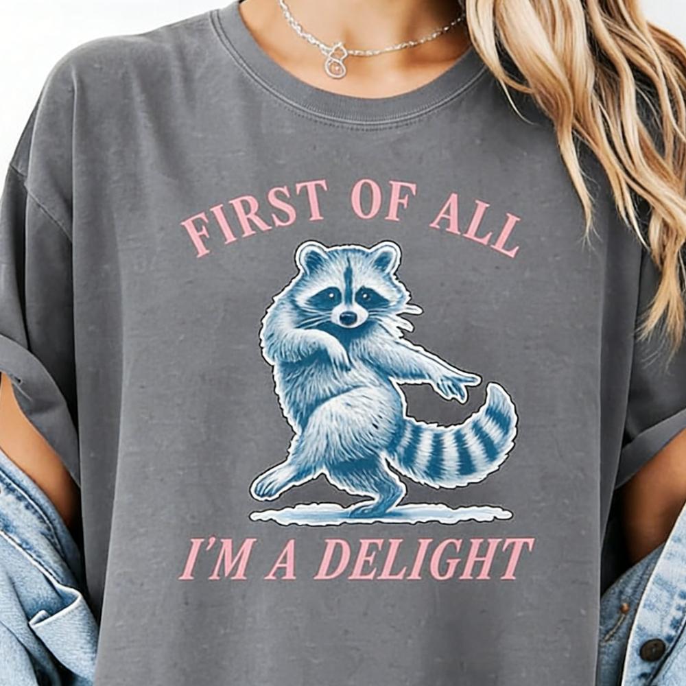 First of All, I'm A Likable Person! This Raccoon-print T-shirt Is Fun Satirical and Suitable for Women.Summer Streetwear Y2K Top