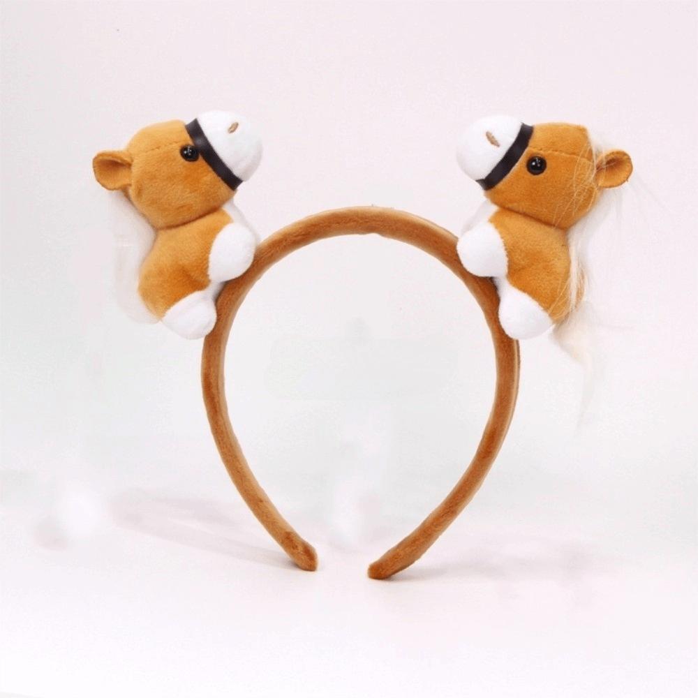 Pony Horse Hair Hoop Mascot Plush Horse Headband Creative New Year Headband  Party Decoration