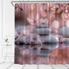 Шторка для душа Zen Spa Розовый Цветок Бабочка Цветок Вишни Камень Японская Вода Расслабляющая Медитация Природа Ткань Ванная комната