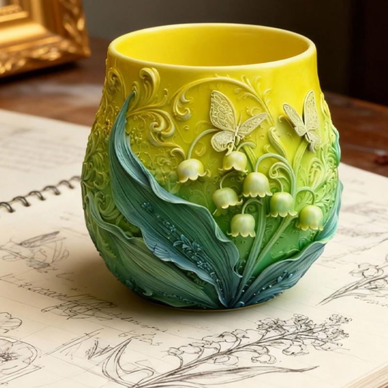 Гибкая силиконовая форма с цветочным узором и бабочками для ручного изготовления изделий из цемента, бетона, декоративных цветочных горшков и для создания изделий из смолы