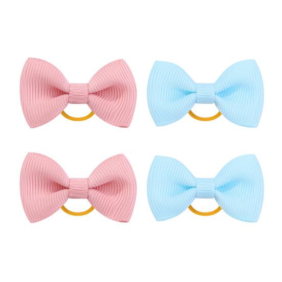 Puppy Dog Hair Bows with Rubber Bands Handmade Small Bowknot Dog Hair Accessories Pet Grooming Supplies