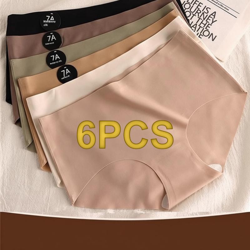 6-pack Seamless Antibacterial Silk Sports Yoga Mid-waist Shorts for Women