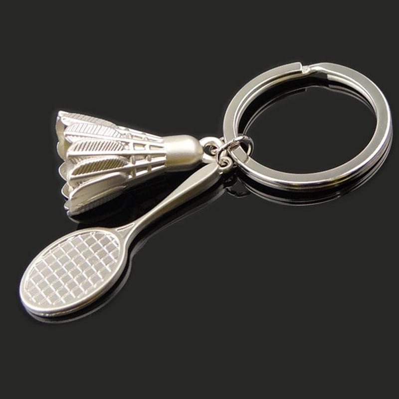 Металлический брелок для ключей «Бадминтон», имитация 3D-кулона «Бадминтон», подвеска для спортзала