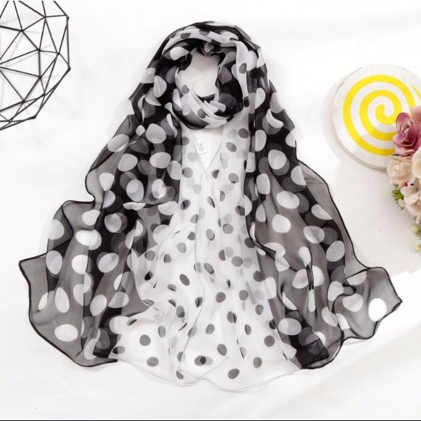 Весенне-летний тонкий полупрозрачный шарф в горошек, ветрозащитный и солнцезащитный шарф с художественным декором в горошек, длинный