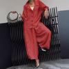 Women's Casual Suit Long-Sleeved Shirt Top Wide-Leg Harem Pant 2-piece Set Autumn Lapel Striped Nine-Point Pant Female Outfit Suit