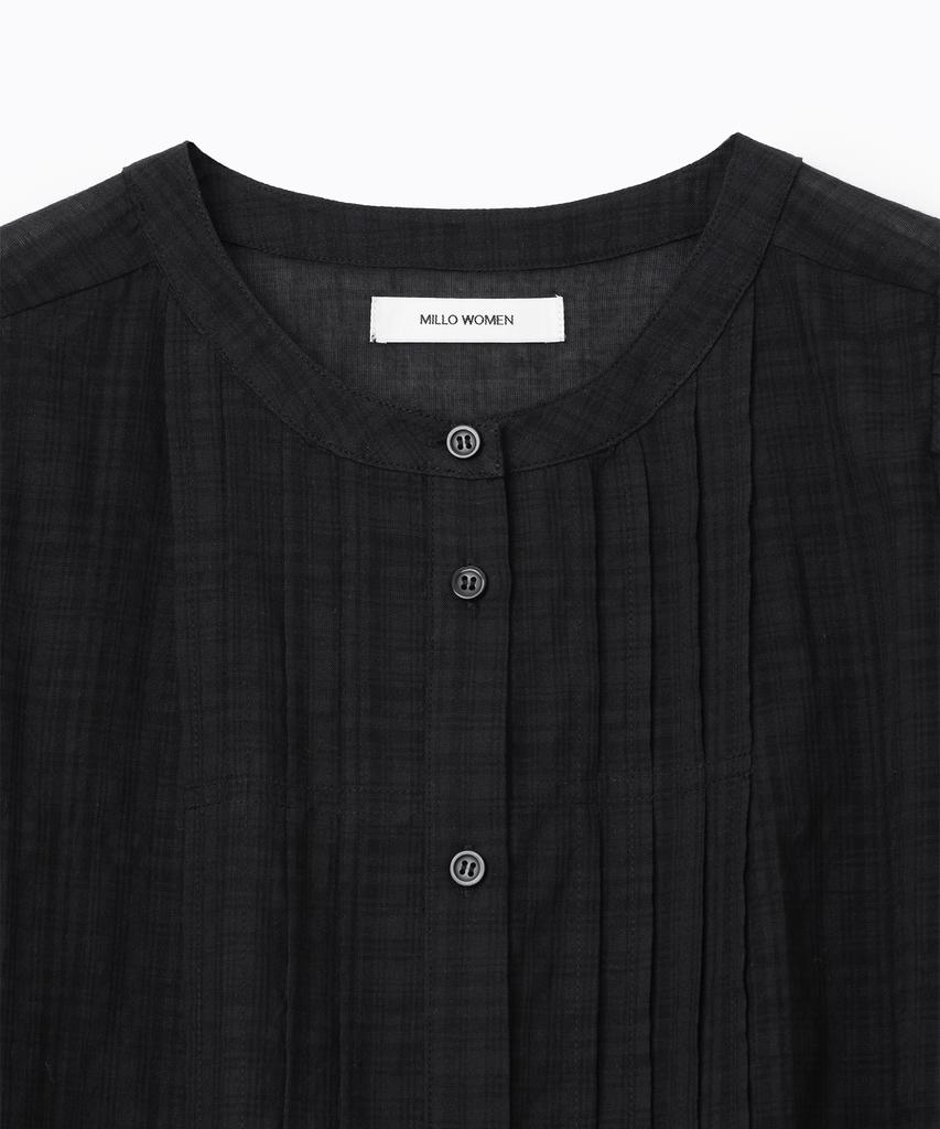 MILLO WOMEN Tuck Pleated Puff Blouse [Black]