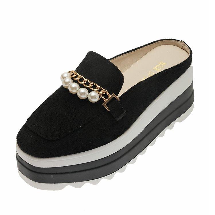 Модные тапочки женские удобные резиновые туфли на платформе женские повседневные туфли с круглым носком на плоской подошве осенние замшевые женские туфли