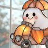 Halloween Pendant Witch Ghost Ride Shape Pendant Image Stained Glass Window Hanging Ornament Festivals Halloween Decoration